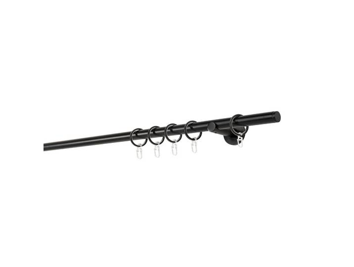 Vorhangstangenset Match, Schwarz, Metall, 25-teilig, 160 cm, Heimtextilien, Vorhänge, Vorhangstangen, Vorhangstangenset