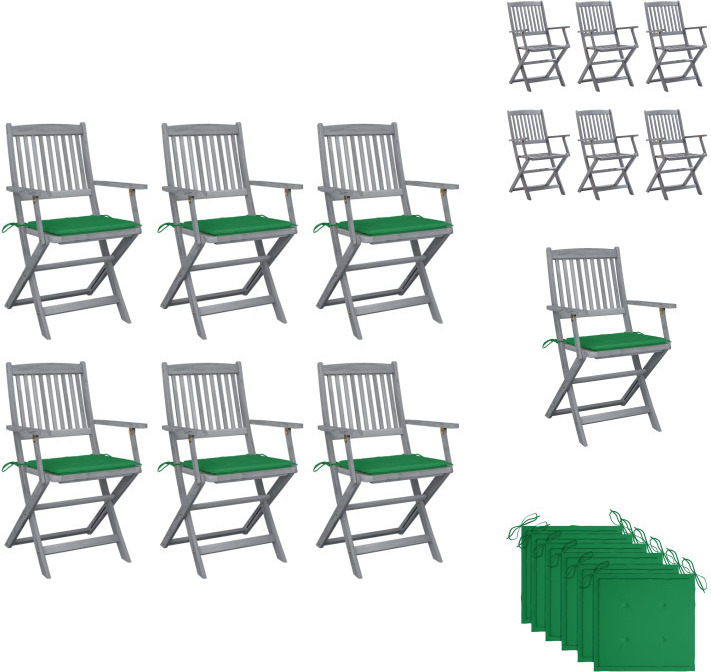 vidaXL Klappbare Gartenstühle 6 Stk. mit Sitzkissen Massivholz Akazie - Gartenstühle