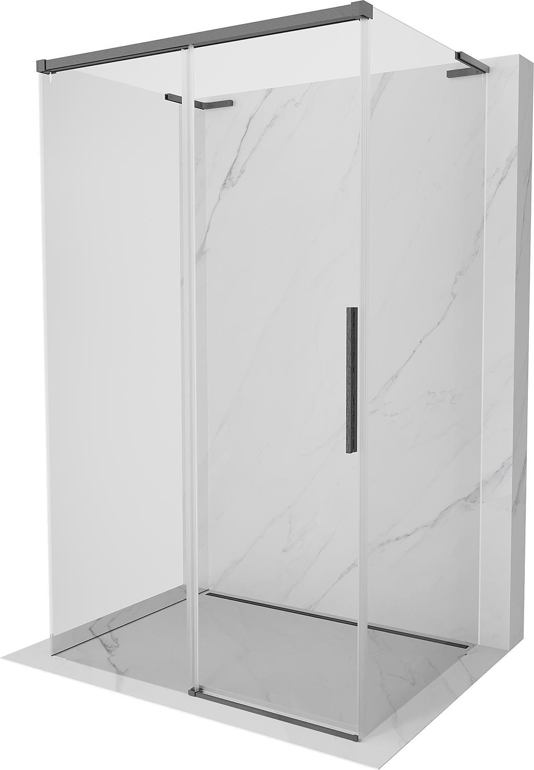 Mexen Rox-3S L 3-seitige Schiebedusche 90 x 100 , transparent, gebürstetes Gun Gray - 8C2L-090-100-66-00-3S
