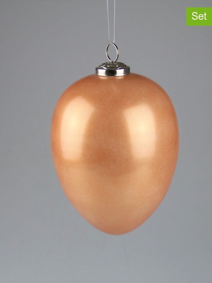 AM Design 2er-Set: Dekoanhänger "Ei" in Apricot - (H)8 cm - onesize
