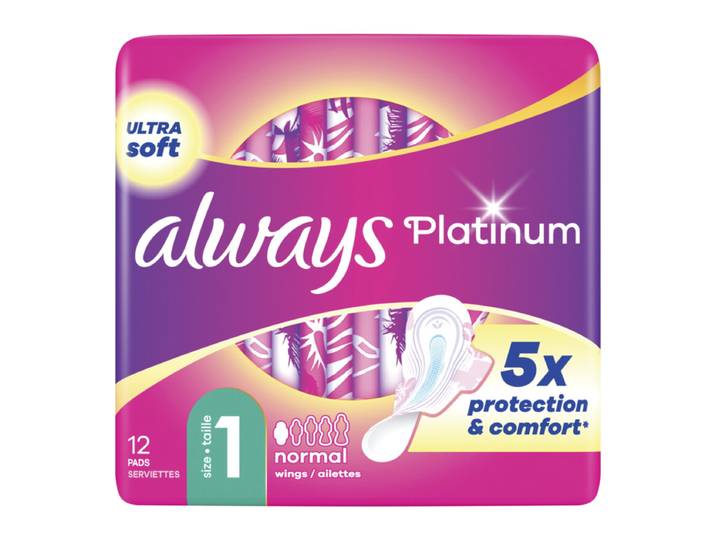 Always Platinum Normal (maat 1) met vleugels maandverband 12 stuks