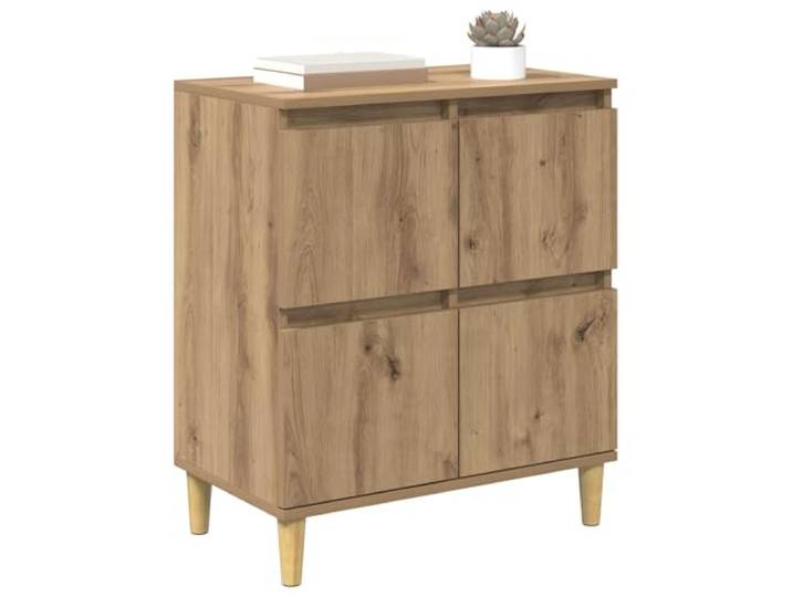 KTHLBRH Sideboard Eiche Handwerk 60 x 35 x 70 cm Holz mehrschichtig 4 Türen, großer Innenraum, konische Beine, einfache Reinigung, 60 kg Kapazität