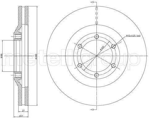 Metelli Bremsscheibe 23-1200c Belüftet 280mm 27mm Für Isuzu