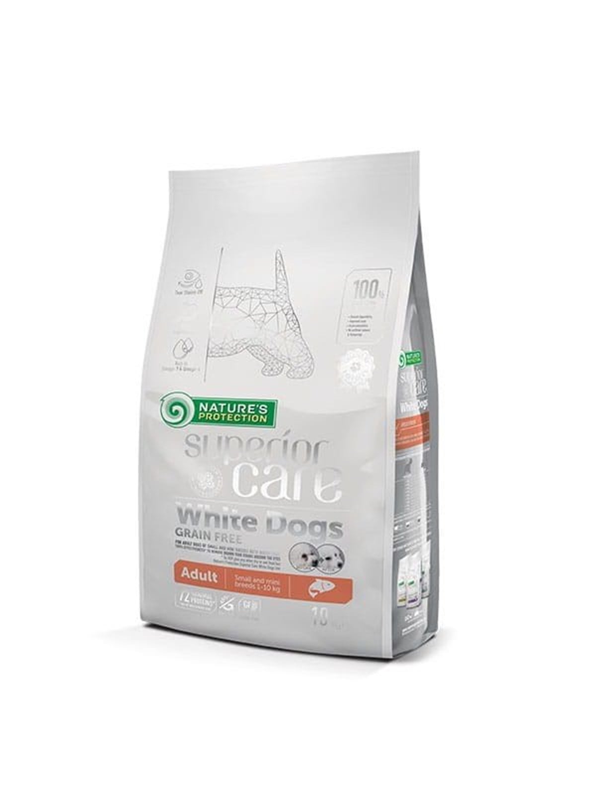 Nature's Protection Superior Care White Dogs Grain Free Junior Small Bia?oryba - Trockenfutter für Welpen - 10 kg