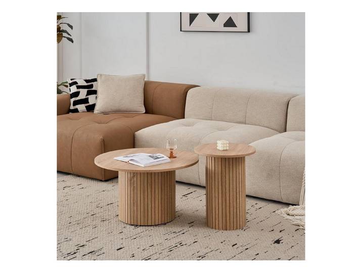 LuxusKollektion Satztisch Couchtisch Set rund, geriffelt (2-St)