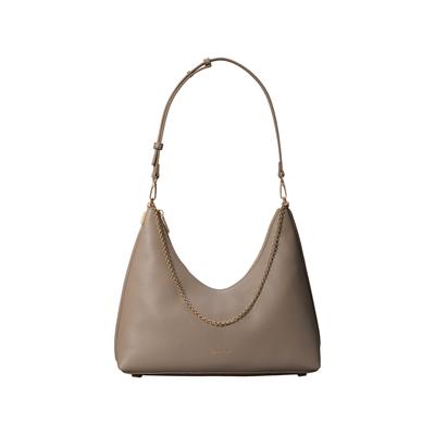 Schultertasche CALVIN KLEIN "EMBLEM HW PEBBLE SHOULDER BAG", Damen, Gr. B/H/T: 34cm x 29cm x 12cm, beige (desert taupe), Lederimitat, Taschen Schultertasche, Schultertasche, Umhängetasche, Hobo Bag mit Logoschriftzug