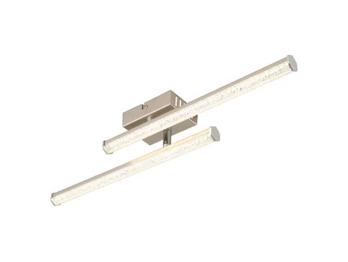 LED Deckenleuchte Deckenlampe schwenkbar Kristallleuchte Wohnzimmerlampe, nickel-matt chrom klar, 12W 1000Lm neutralweiß, LxBxH 50x7x8,4 cm