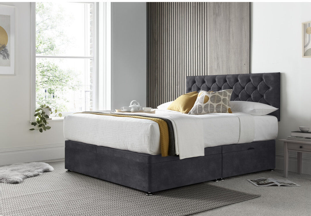 Lark Manor Florida Naple Divan Ottoman with Headboard on Struts Black Single (3')