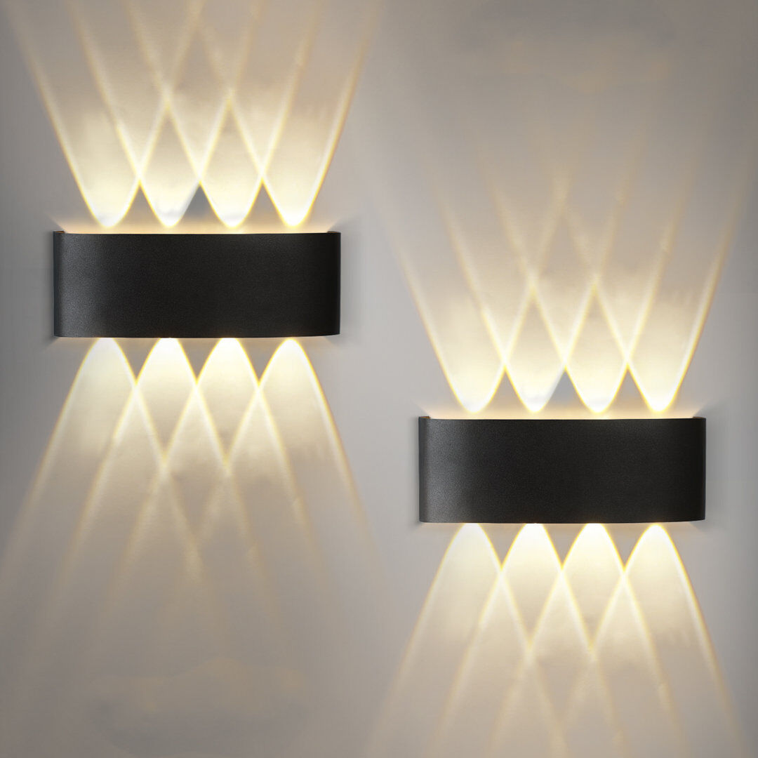 Latitude Run Graven 8-Light Curved Aluminium Black Up & Downlight Matte Black 8cm H X 4.5cm W X 22cm D