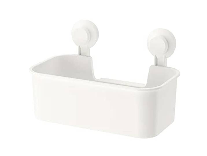 Ikea Tisken Panier avec Ventouse pour Le Rangement\, Blanc (Plastique Polycarbonate\, Caoutchouc synthétique\, Plastique ABS\, Lot de 1 pièce)