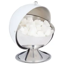 Relaxdays Zuckerdose Edelstahl Weiß,Silber