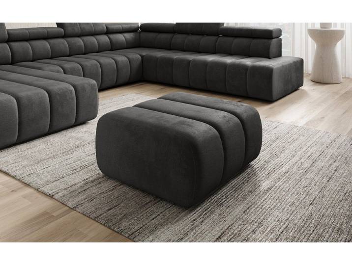 Designer Beistellhocker Aurora - Anthrazit - Samt - Luxusbetten24