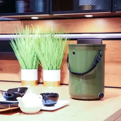 Skaza Bokashi Organko 2   Preisgekrönter Küchenkompostbehälter aus recyceltem Kunststoff   9.6 L   Starter Set für Küchenabfälle und Kompostierung   mit EM Bestreuung 1 kg   Olive Grün