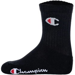 Champion Kinder Socken, 12er Pack - Crew Socken, einfarbig Schwarz / 31-34