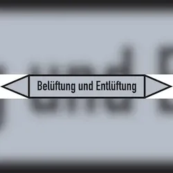 Rohrleitungskennzeichen Belüftung und Entlüftung - 270x37 mm Folie selbstklebend