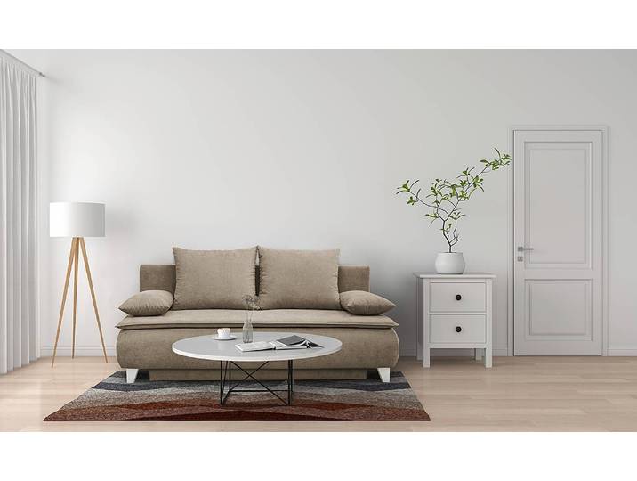 Schlafsofa Manhra Beige Microfaser Sole 208 x 100 x 108cm Modern