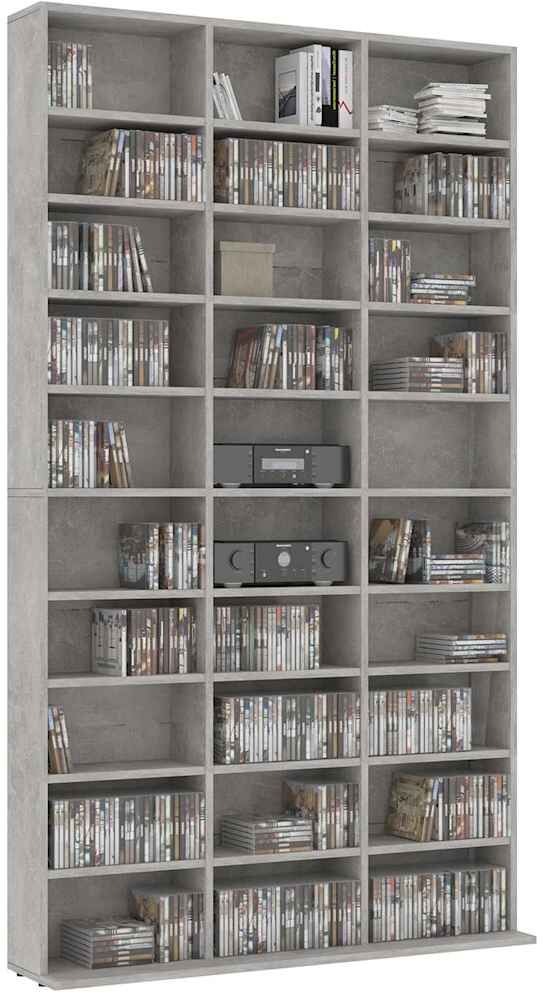 vidaXL Armoire à CD Gris béton 102x23x177,5 cm Bois d'ingénierie