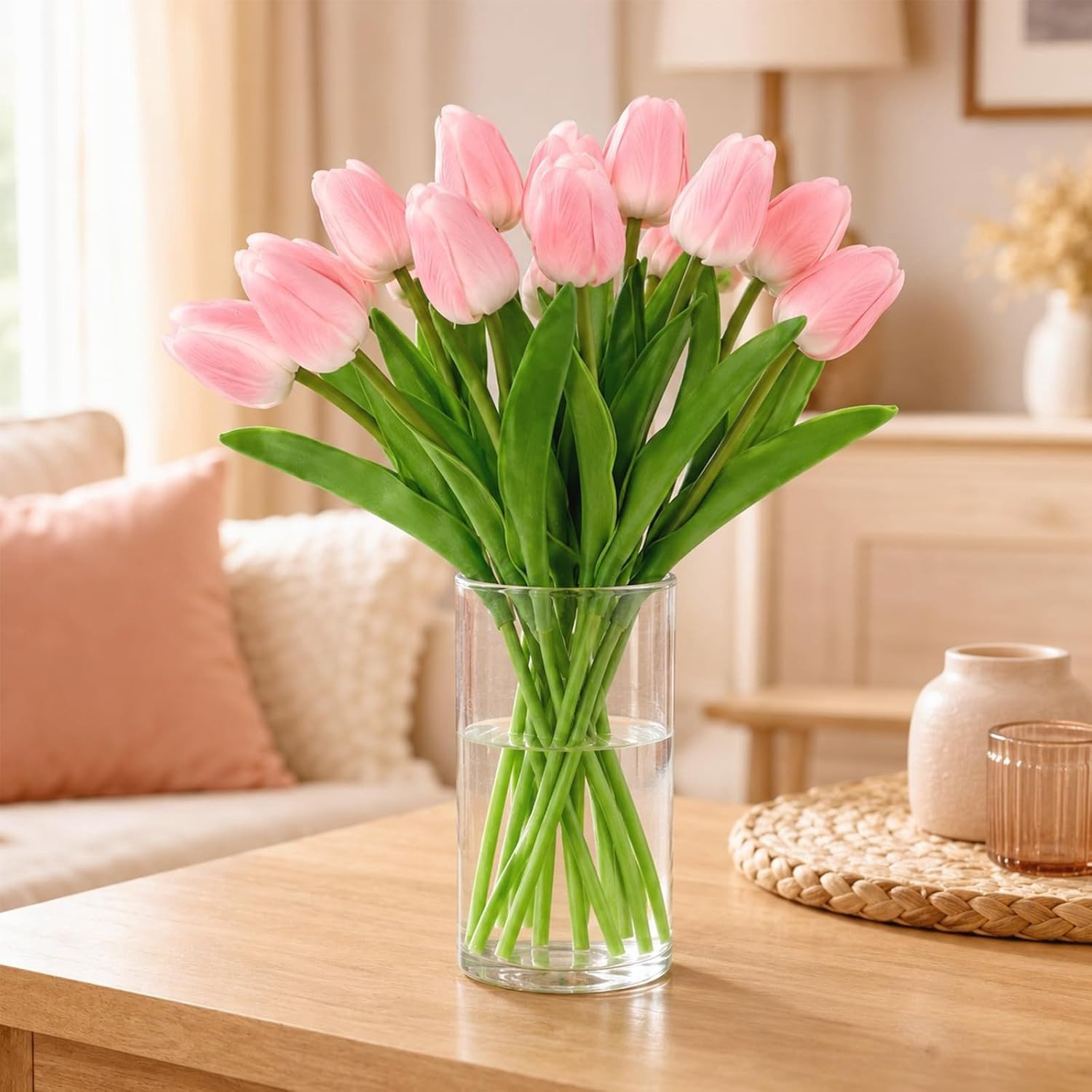 Natuurlijke set van 7 kunsttulpen voor vaasdecoratie en interieurstyling