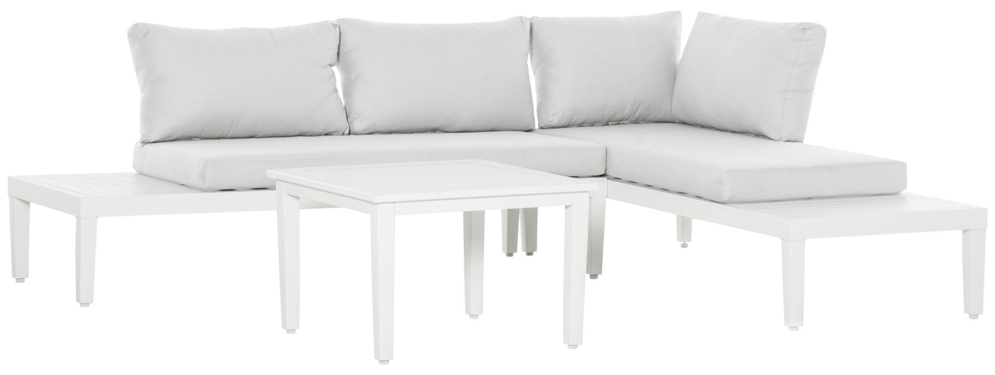 3-teiliges Lounge-Set - Gartenmöbel-Set - Balkonmöbel - L-förmige Bank - Loungesofa - Leichtes Aluminium