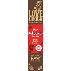 Lovechock Schokolade Pur Kakaonibs 82% Kakao 40 g
