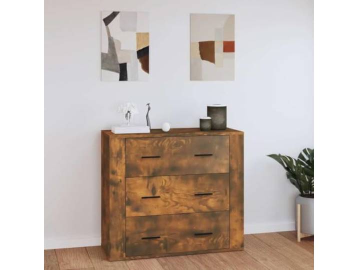 KGTKGTYER Sideboard, Schrank mit 3 Schubladen, Kommode in Räuchereiche Vielseitiger Stauraum, Standfeste Oberplatte, Modernes Design