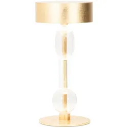 Zafferano Royal Family Wi-Fi - Wiederaufladbare LED-Tischlampe, Touch-Dimmer, 36h Akku, Gold-Alu, Glas