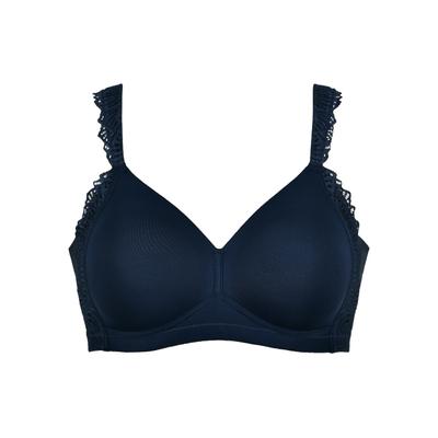Bügelloser BH NATURANA "The Friday", Damen, Gr. 95, Cup A, dunkelblau, Obermaterial: 81% Polyamid, 19% Elasthan, bequem, BHs, vorgeformte Cups, breite Träger, ohne Bügel, mit Spitze, bequem