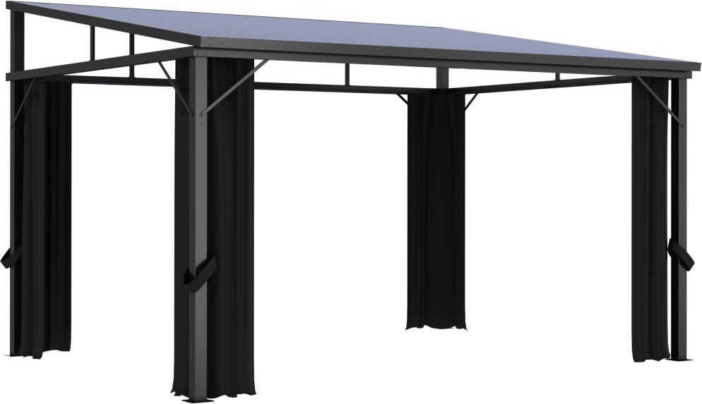 The Living Store Pavillon mit Vorhängen 405x294x244 cm Anthrazit