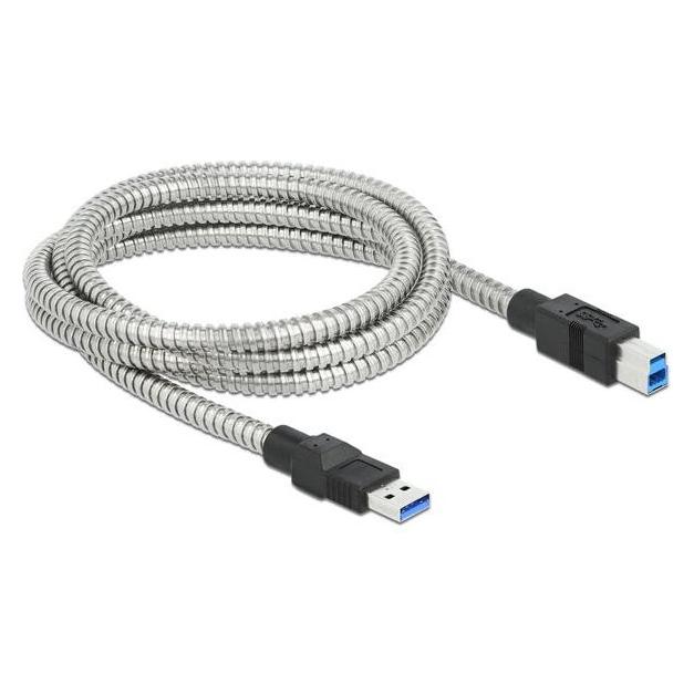 Delock USB 3.1-Kabel A - B, Metalmantel 2 m (2 m, USB 3.2 Gen 1, USB 3.2 Gen 2, USB 3.2 Gen 2x2) (86779)