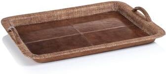 Zodax Sabinio Leather & Raffia Serving Tray