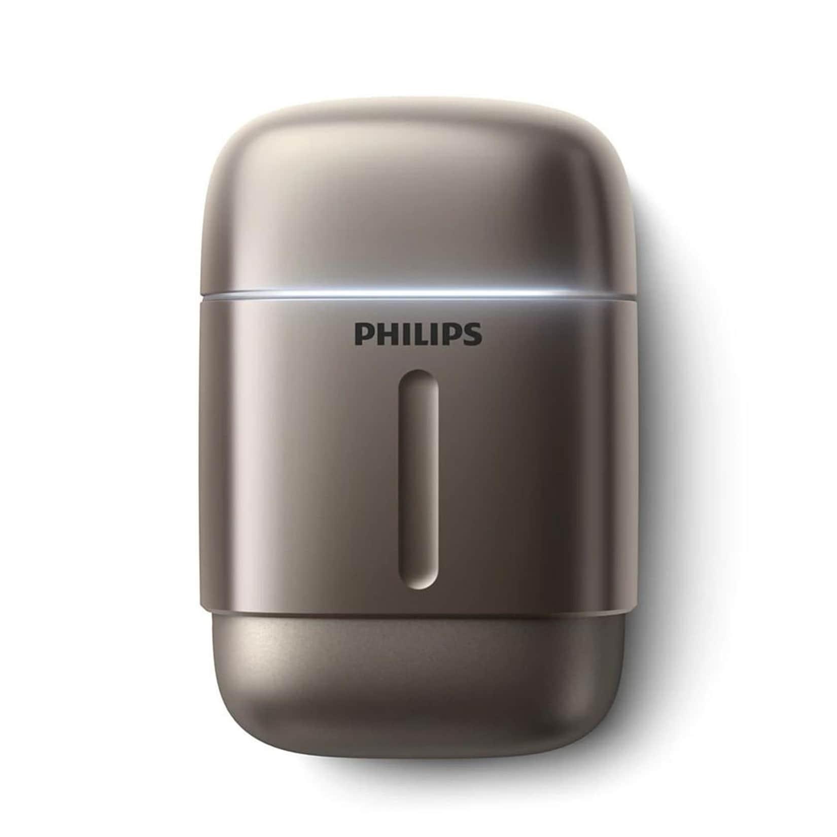 Philips 700 Series S791/06 Travel Shaver Herrenrasierer (DualSteel-Präzisionsklingen, Lift &; Cut-Technologie, kompaktes Premium-Design, 4-dimensional bewegliche Flex-Scherköpfe, nass und trocken einsetzbar, Akkulaufzeit 60 Min., Nasenhaartrimmer-Aufsatz,