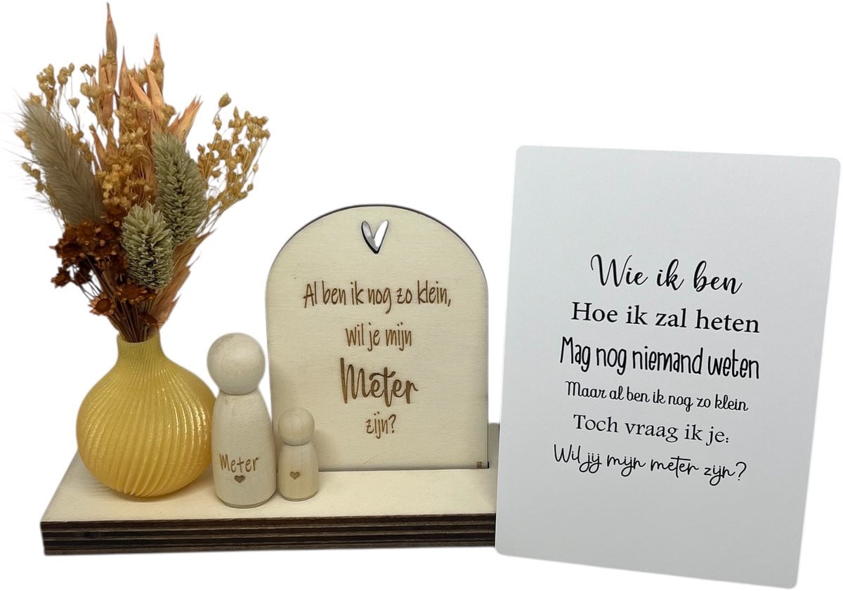 Geschenkbox Wil jij mijn METER zijn? met droogbloemen - Beige - Wie ik ben