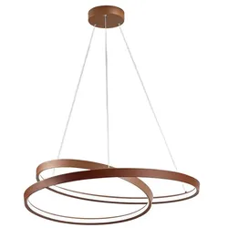 55-W-LED-Pendelleuchte, rund, dimmbar (Farbtemperatur), matt-zimtfarbenes Metallgestell, höhenverstellbar, modernes Design – Perenz