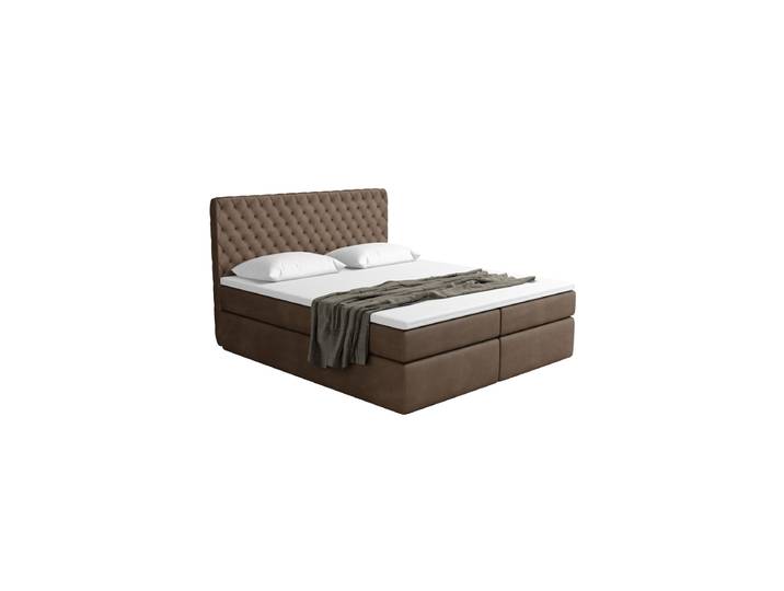 Design Boxspringbett „Alvara“ mit Ablagefach, Kunstleder Dunkelbraun BLOOMINGLOFT Collection