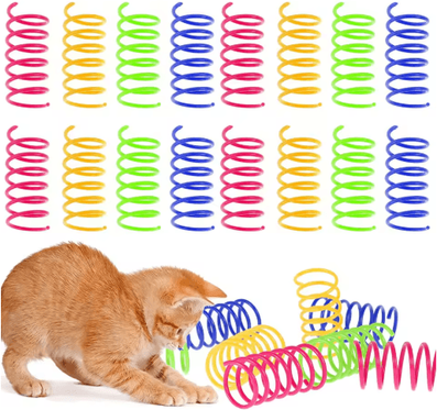 Inspire Picks Spring Pounce Cat Coil Toy Set Colorful Interactive Spring Toys For Cats & Kittens random Color 16 Pcs