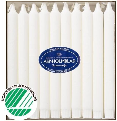 ASP-Holmblad Kronelys, Ren Stearin, 24 Cm, 20 Stk., Hvid