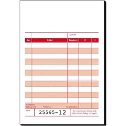 SIGEL Formularbuch Kassenblock mit Additionsblatt, mit fortlaufenden Nummern 10,0 x 16,5 cm 2x 50 Seiten