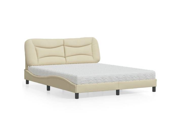 vidaXL Bettgestell vidaXL Bett mit Matratze Hvar Creme 160x200 cm Stoff