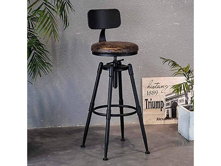 SXFYHXY Vintage Retro Industrial Farm Holz Barhocker, Traktor Hocker Mit Rückenlehne, Drehbarer Küchenhocker, Barhocker Höhenverstellbar