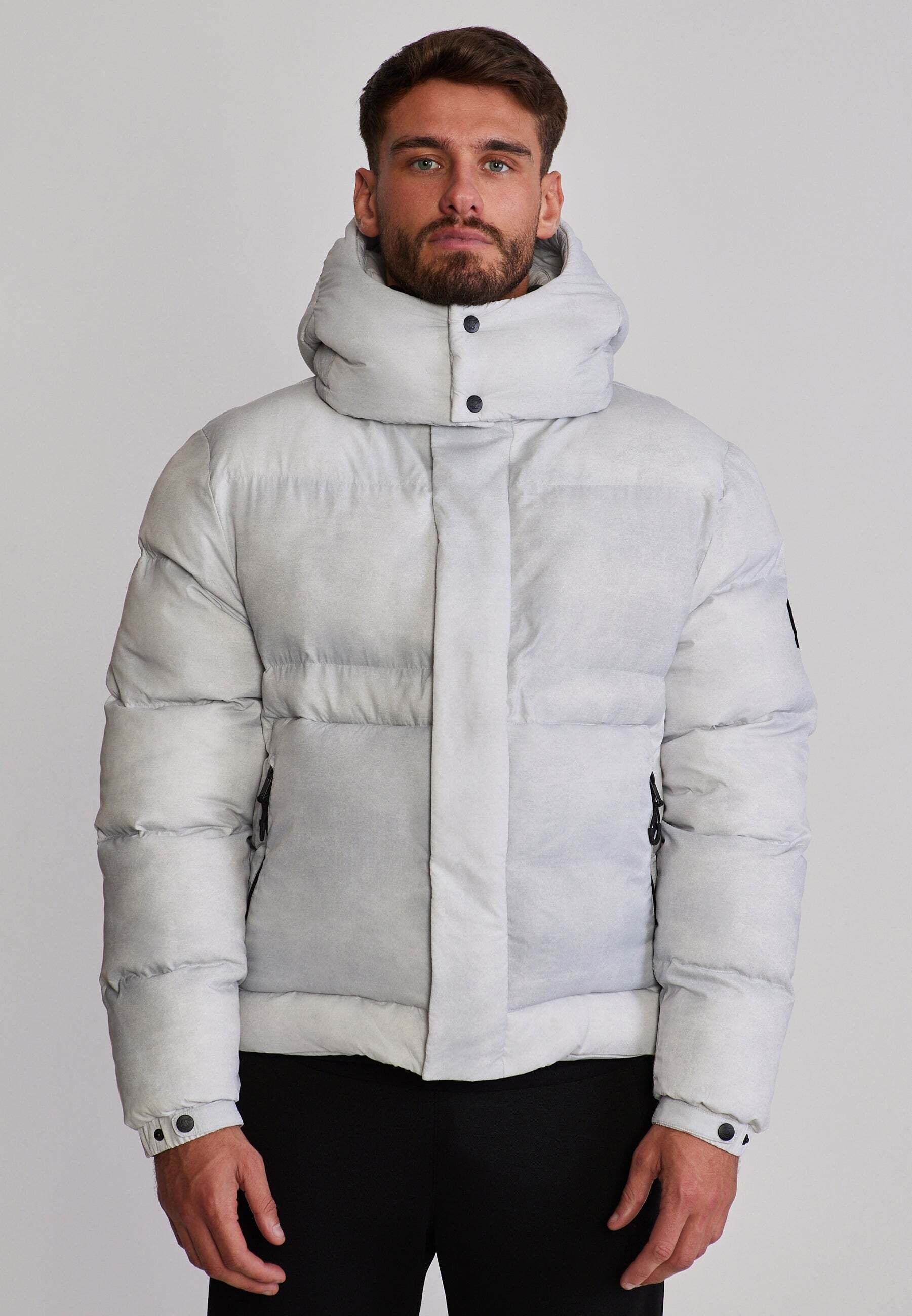 Winterjacke SIKSILK "Siksilk Winterjacke Puffer", Herren, Gr. M, weiss (hellgrau), Jacken Winterjacke hellgrau M