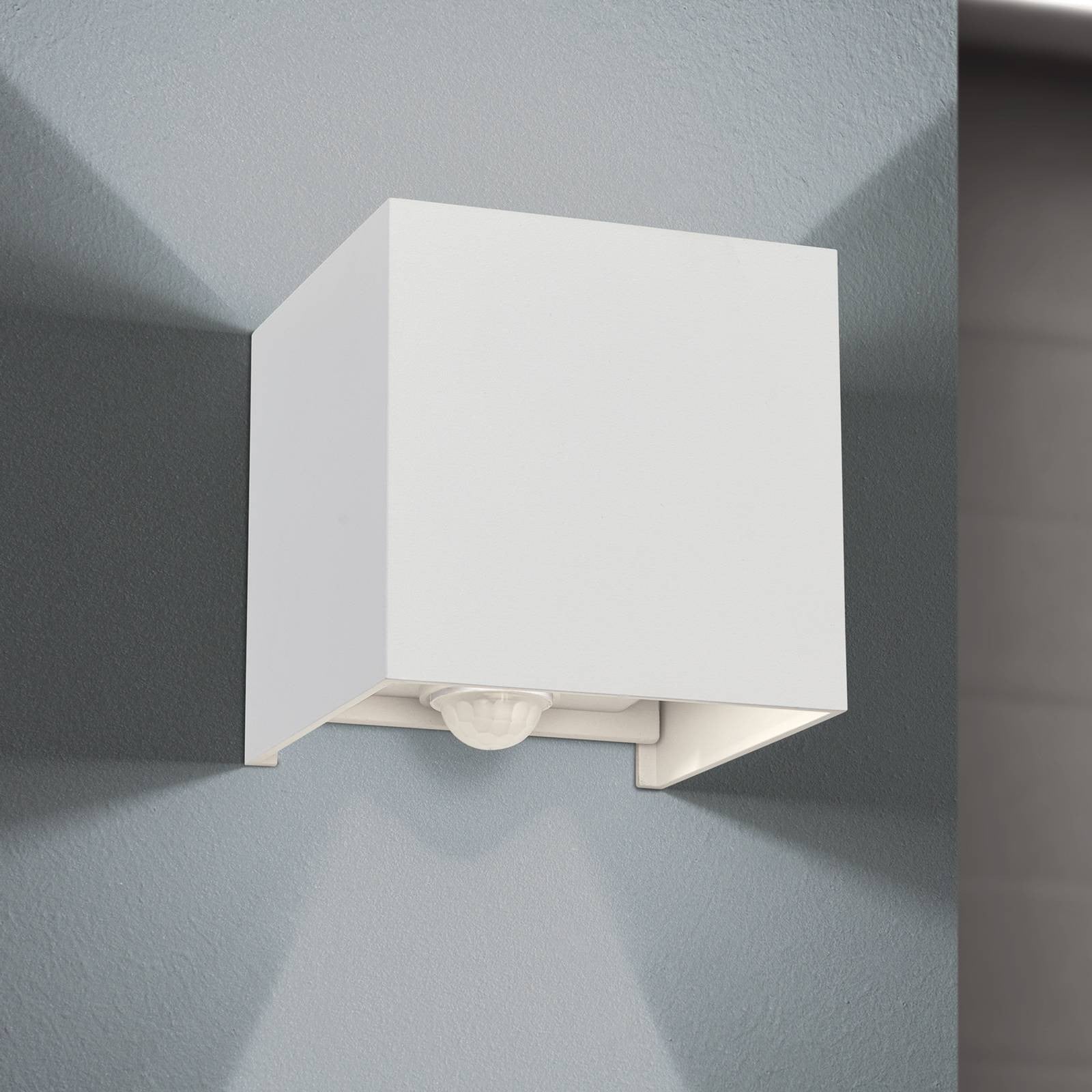 Orion Cube Wandlamp met bewegingssensor voor buiten, wit, Aluminium en Glas, Modern
