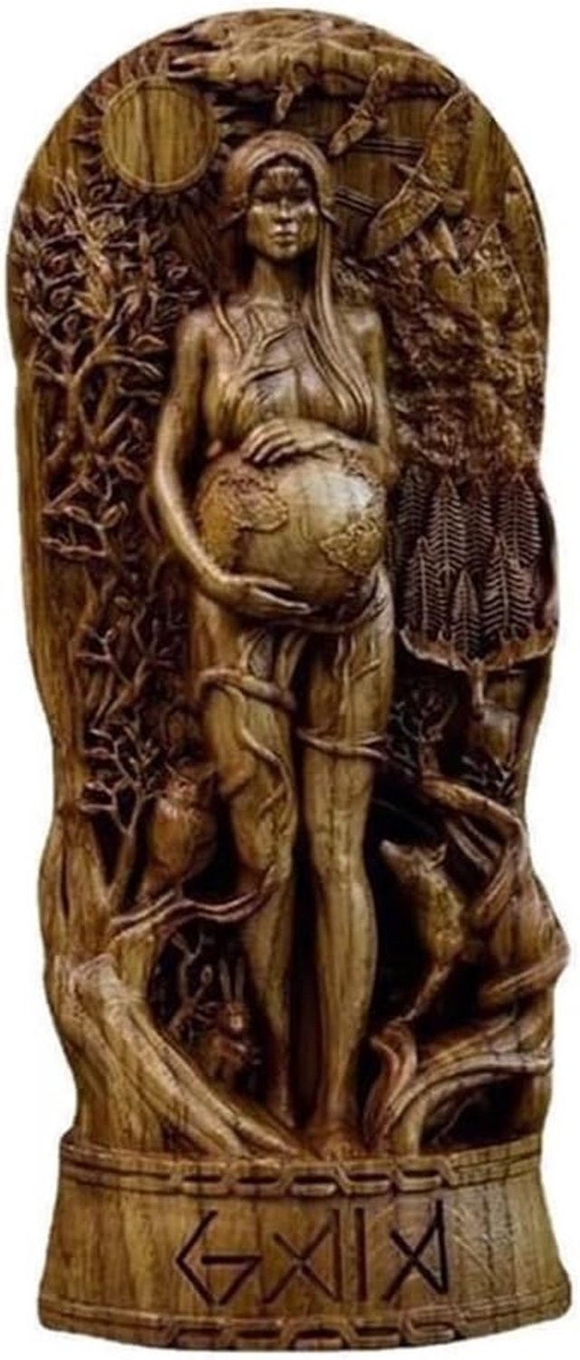 Handgeschilderd Griekse mythologie beeld Moeder van de Aarde Gaia - Breedte: 9 cm, Hoogte: 20,5 cm