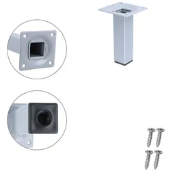 MS Beschläge Stützfuss Silber 100mm Sesselfuss Eckig Bettstütze Möbelfuss Stahl Möbelstütze