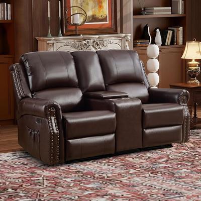 EBELLO Faux Leather Power Reclining Loveseat 2-Seat Electric Recliner Sofa with Side Pocket Center Console Cup Holders & USB Charging