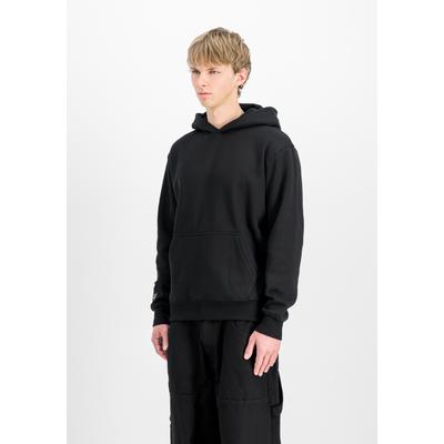 Hoodie ALPHA INDUSTRIES "Label Backprint Hoodie", Herren, Gr. M, schwarz, Obermaterial: 80% Baumwolle, 20% Polyester, regular fit, Sweatshirts Hoodie