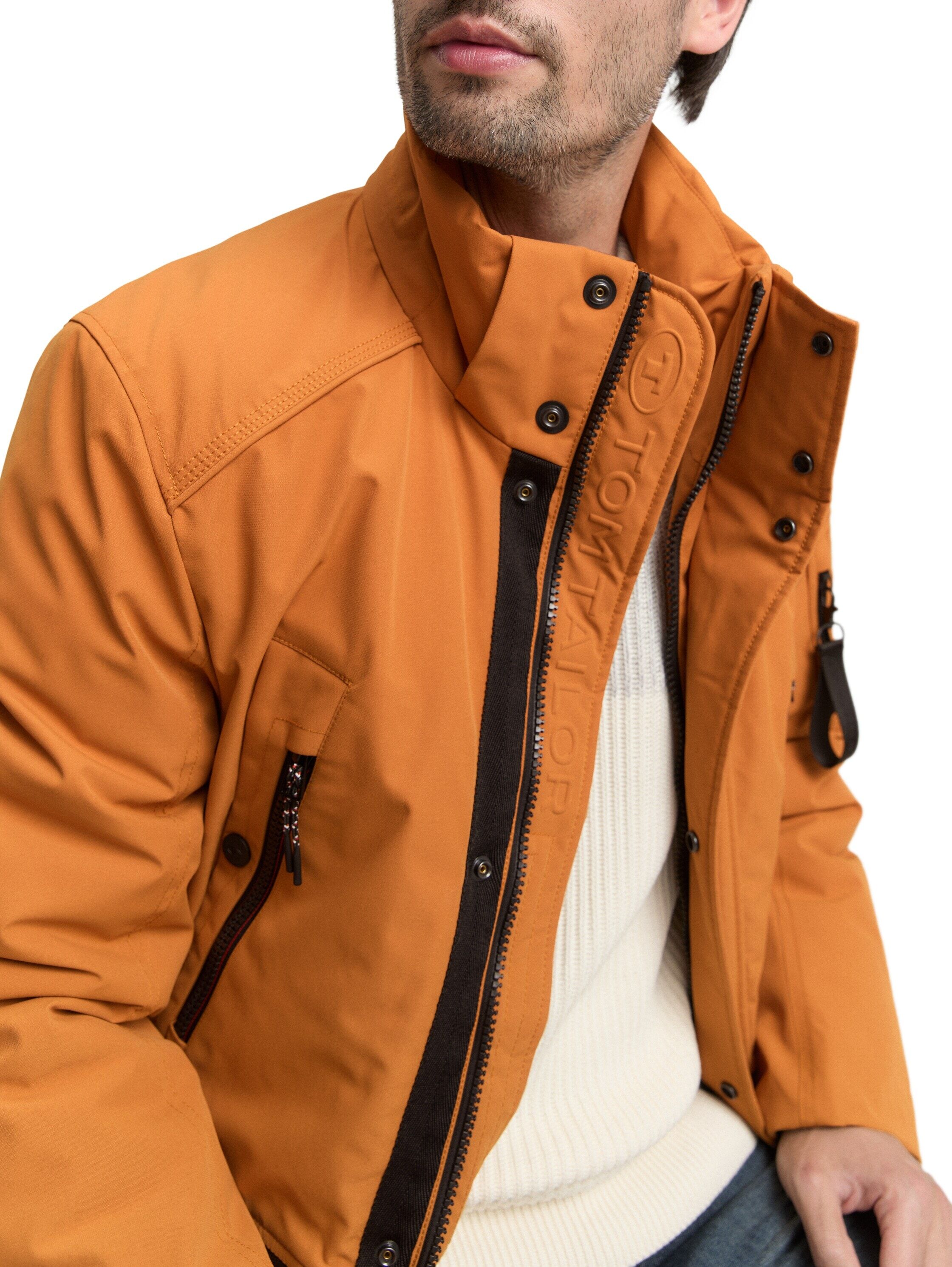 Funktionsmantel TOM TAILOR, Herren, Gr. S, braun (peanut butter braun), Web, Obermaterial: 100% Polyester. Futter: 100% Polyester, unifarben, regular fit taillenbedeckt, Mäntel Funktionsmantel, mit Logo Anhänger peanut butter braun S