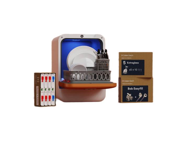 Bob Lave-vaisselle compact écologique avec pack toutes options - Blanc/Cuivre
