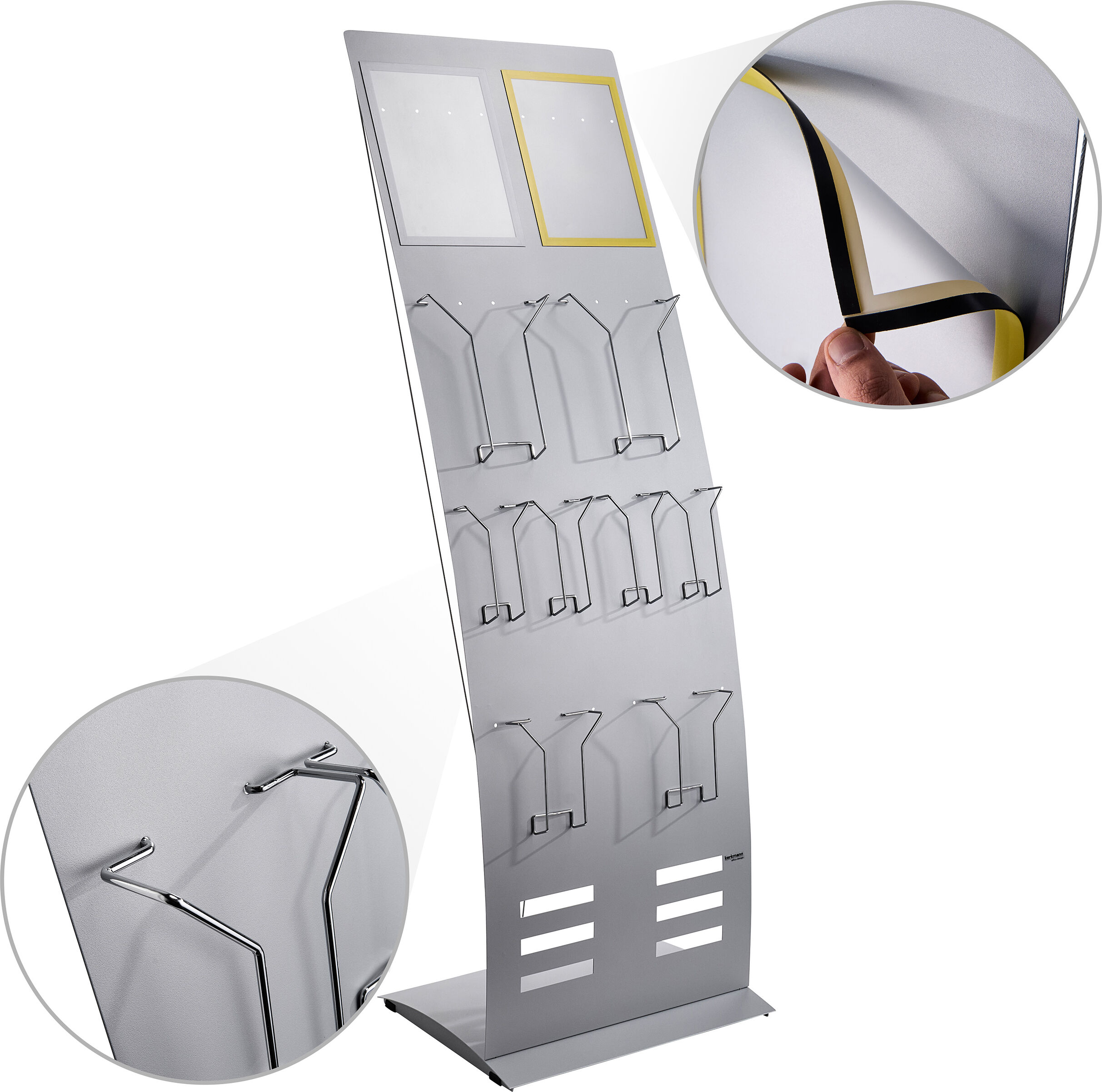 Kerkmann Porte-brochure TEC-ART support large sans compartiments, métal, argent