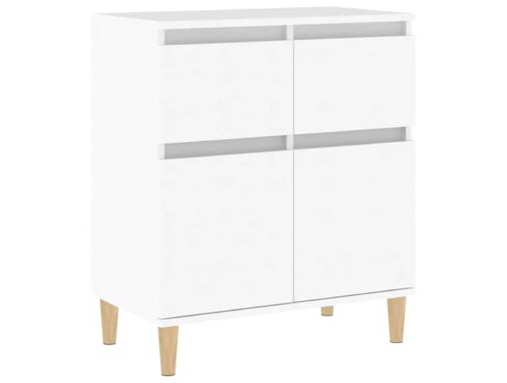 Kaorsrow Sideboard Weiß 60x35x70 cm Kommode mit Türen Schubladen Vielseitiger Beistellschrank mit Eukalyptusholzbeinen für Schlafzimmer Flur und Büro. Bietet strukturierten Stauraum.