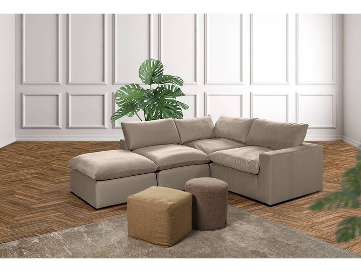 Élément d’angle Nizza Gris/Taupe Tissé à plat 102 x 102 x 84cm Alignement à gauche Moderne